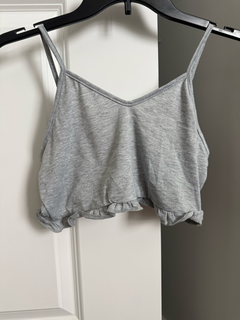 Soft Spaghetti Strap Cropped Tank Top - Gray